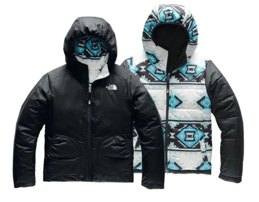 NWOT The North Face Girls Black Blue Reversible Perrito Ski Jacket Aztec S 7/8